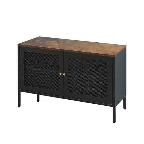 Mesh Door Metal Accent Storage Cabinet for Bed Room,Living Room,Home,Hotel,Office,Garage,2-Tier, Removable Shelf