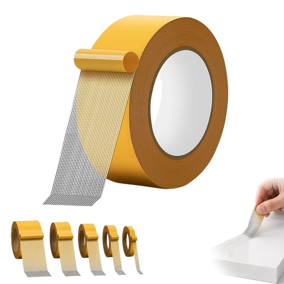 Mesh Double Sided Tape, Heavy-Duty Grid Fabric Double Sided Tape, Multipurpose Clear Waterproof Tapes High Tack Strong Wall Adhesive with Fiberglass Mesh