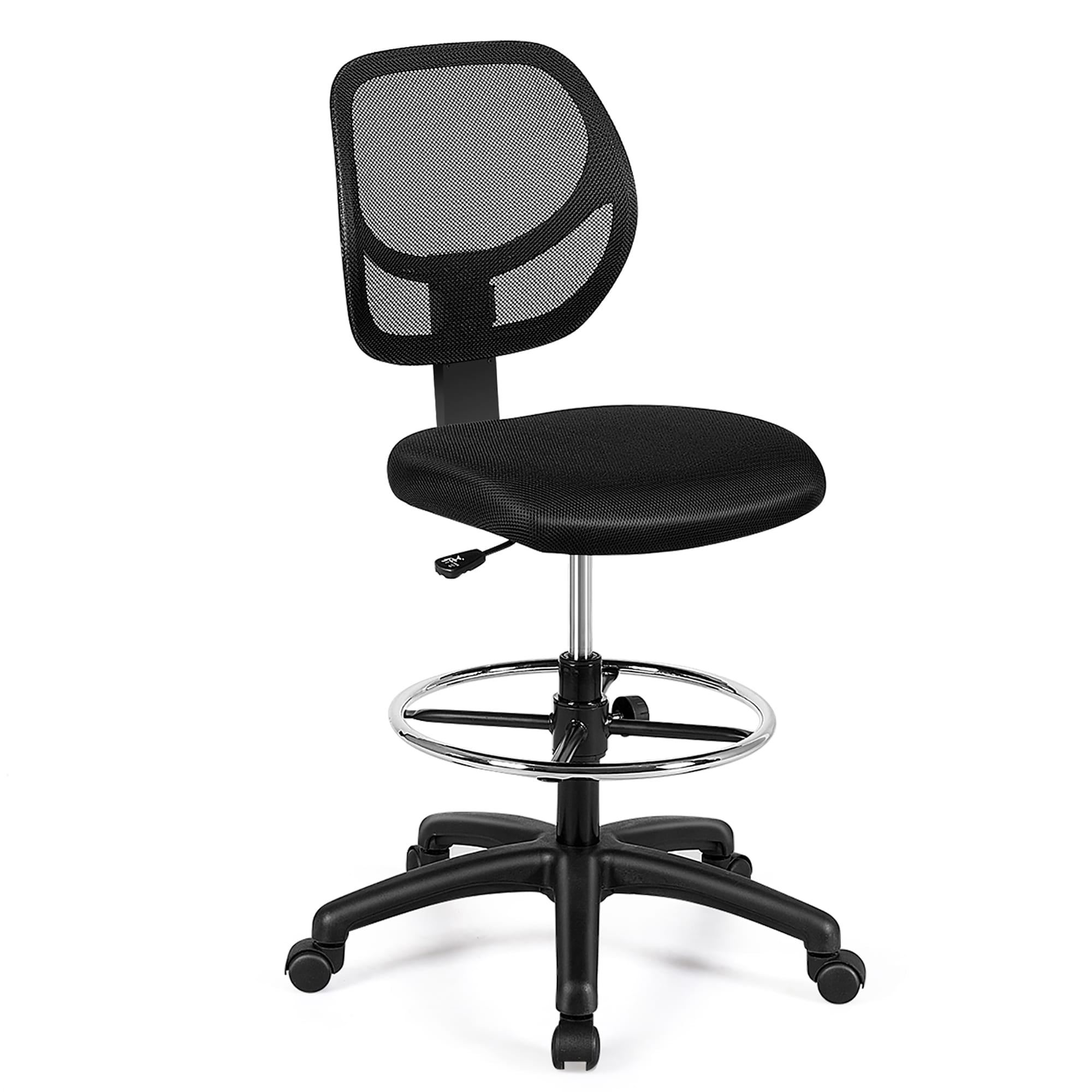 Mesh Drafting Chair Standing Desk Chair with Footrest Ring