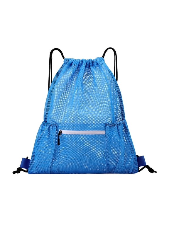 Mesh Drawstring Backpack Gym Bag with Shoes Compartment for Soccer, Basketball, Swim, Water-Resistant String Backpack Beach Cinch for Women Men