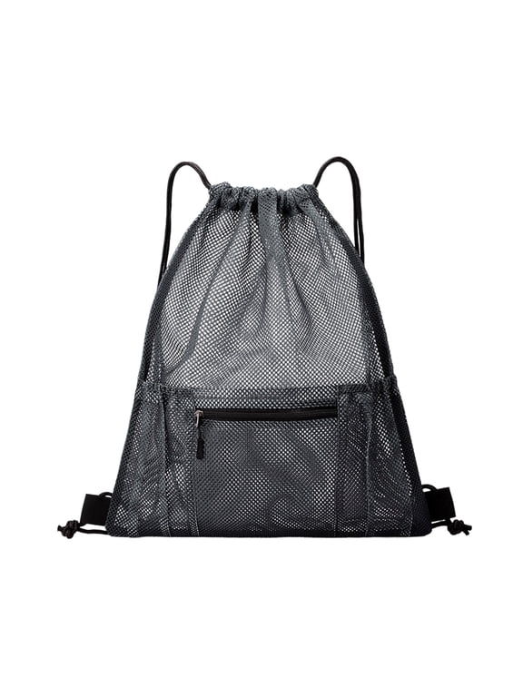 Mesh Drawstring Backpack Gym Bag with Shoes Compartment for Soccer, Basketball, Swim, Water-Resistant String Backpack Beach Cinch for Women Men