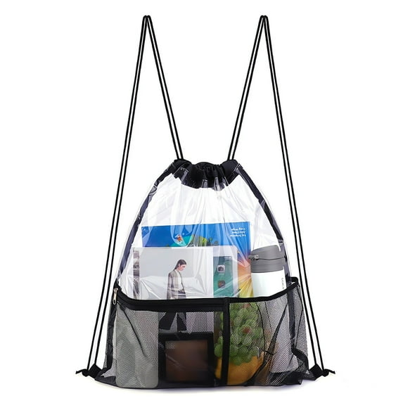 Mesh Drawstring Bag,Clear Drawstring Beach Bag,Travel Essentials,Waterproof Bag for Swimming, Athletic Gym,Clothes,Beach,Swim