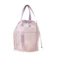 thumbnail image 1 of Mesh Drawstring Bag Foldable Beach Toy Bag with 2 Pockets Swimming Pool Handbag, 1 of 15