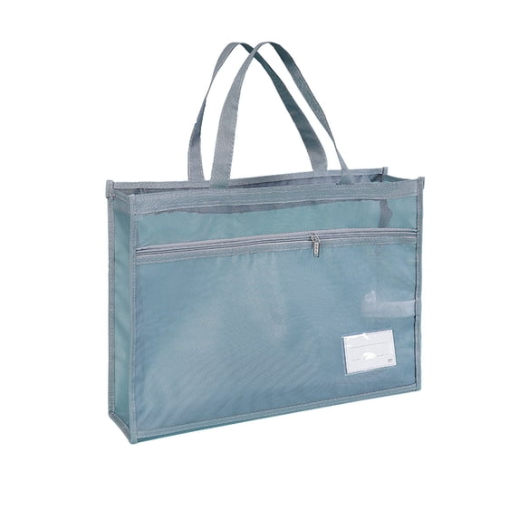 Mesh Drawstring Bag with Zipper Large Capacity Tote for Art Supplies School Daily Use