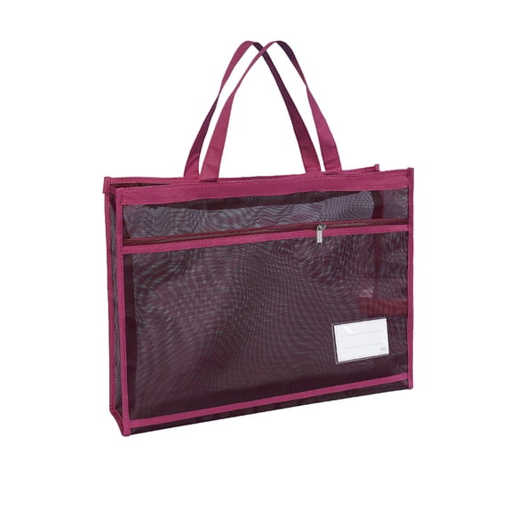 Mesh Drawstring Bag with Zipper Large Capacity Tote for Art Supplies School Daily Use