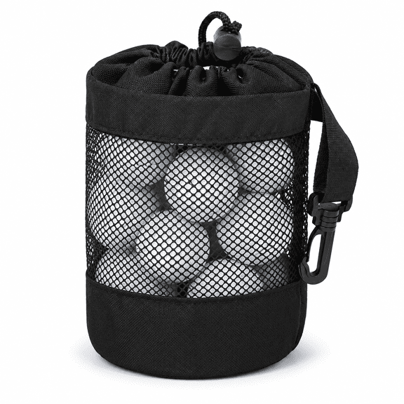 Mesh Drawstring Ball Storage Bag, Nylon Sports Net Pouch, Breathable Quick-Dry Golf and Tennis Ball Organizer, Portable Foldable Bag