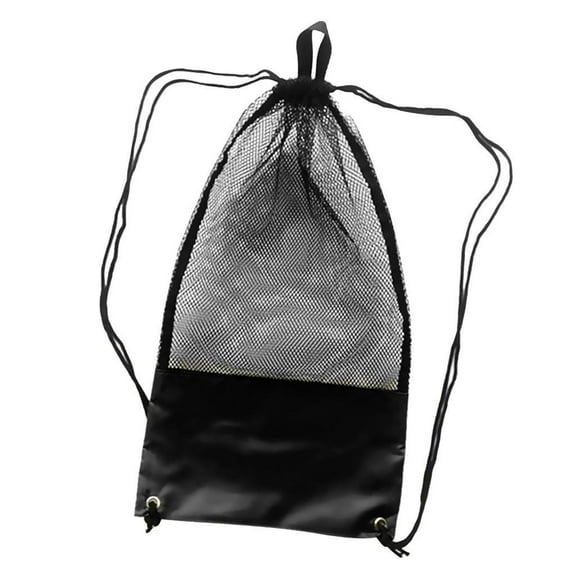 Mesh Drawstring Storage Bag, Scuba Diving Swimming Snorkeling Gear Equipment Backpack - Holds , , Snorkel and More - Select Colors black