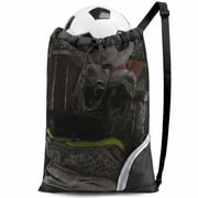 Mesh Drawstring Swim Backpack, Cinch Bag for Beach Pool Sports Gym, Swimming Soccer Basketball Gear, Black