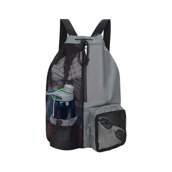 Mesh Drawstring Swim Backpack, Large Capacity Wet Bag for Swimming Gym and Fitness Gear, Nylon Beach Tote Storage