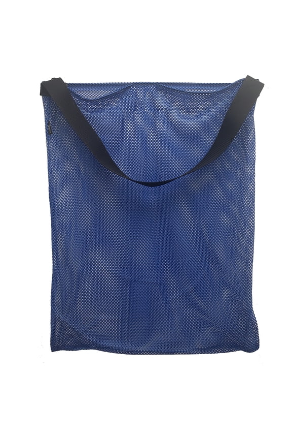 Mesh Drawstring Tote Bag with Shoulder Strap, Large, Approx. 24" x 30", Blue