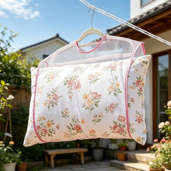 Mesh Drying Storage Bag, Folding Pillow Drying Rack, Hanging Ventilated Organizer for P Toys Cushions Laundry And Household Items