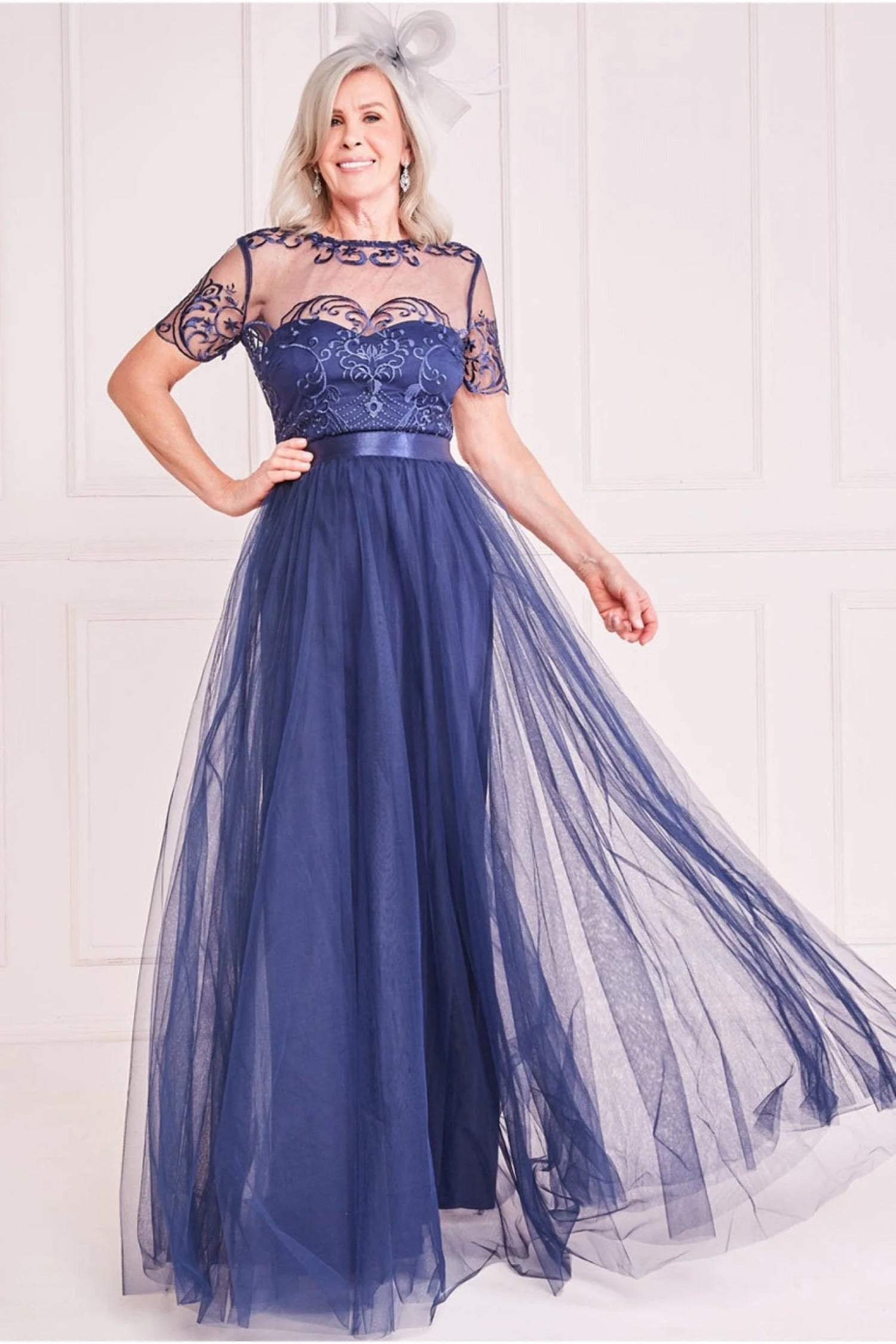 Navy embroidered maxi dress hotsell