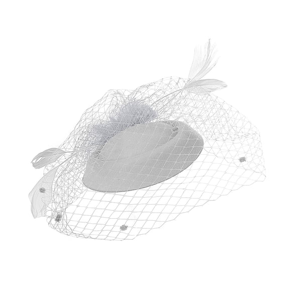 Mesh Fascinator Headband Hair Clip for Tea Party Wedding Church Gray One Size