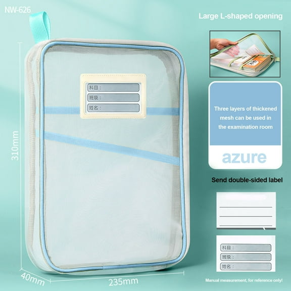Mesh File Bag, Thickened Subject Classification Storage Bag for Exam Papers, Books, and Documents, Transparent Office Organizer for Students, Teachers, and Professionals