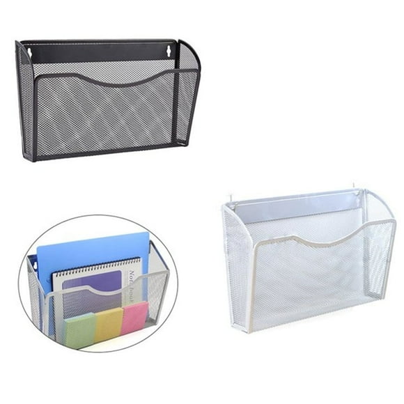 Mesh File Holder,Casewin Magazine Documents Storage Basket Holder, Wall Mounted Stackable Mail Organizer Metal Magazine Rack,Office Desk Organizer Wall Mounted Silver(1Pack)