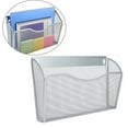 thumbnail image 1 of Mesh File Holder,Casewin Magazine Documents Storage Basket Holder, Wall Mounted Stackable Mail Organizer Metal Magazine Rack,Office Desk Organizer Wall Mounted Silver(1Pack), 1 of 7