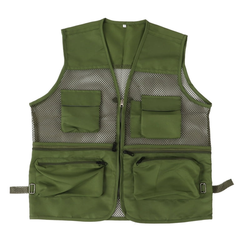 Mesh Fishing Vest, Military Vest Wear Resistant Multi Pocket Breathable For  Outdoor Activities XL Military Green