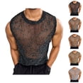 thumbnail image 1 of Mesh Fishnet Tank Tops Men Summer Casual Loose Fit Hollow out See through Crewneck Sleeveless Shirt Party Clubwear, 1 of 5