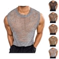 thumbnail image 1 of Mesh Fishnet Tank Tops Men Summer Casual Loose Fit Hollow out See through Crewneck Sleeveless Shirt Party Clubwear, 1 of 2