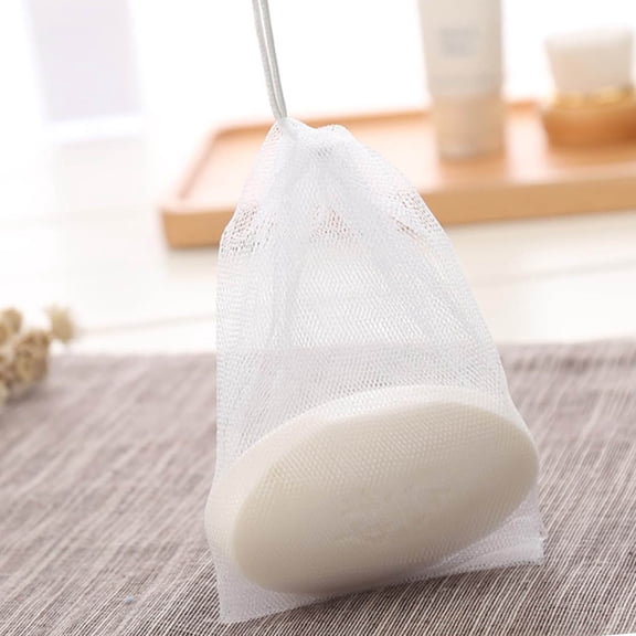Mesh Foaming Pouch For Handmade Soap Bars Lathering, Drawstring Design For Easy Use, Double Layer Mesh Quick Drying Comfortable Texture 9X11Cm For Home Bathing