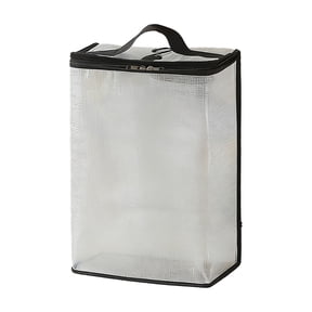 Mesh Four Piece Storage Bag, Season Clothes Organizer, Bedding Storage, Dustproof, Waterproof, Clear PVC, Foldable, Portable Handle, Closet Divider, Easy Access Black B