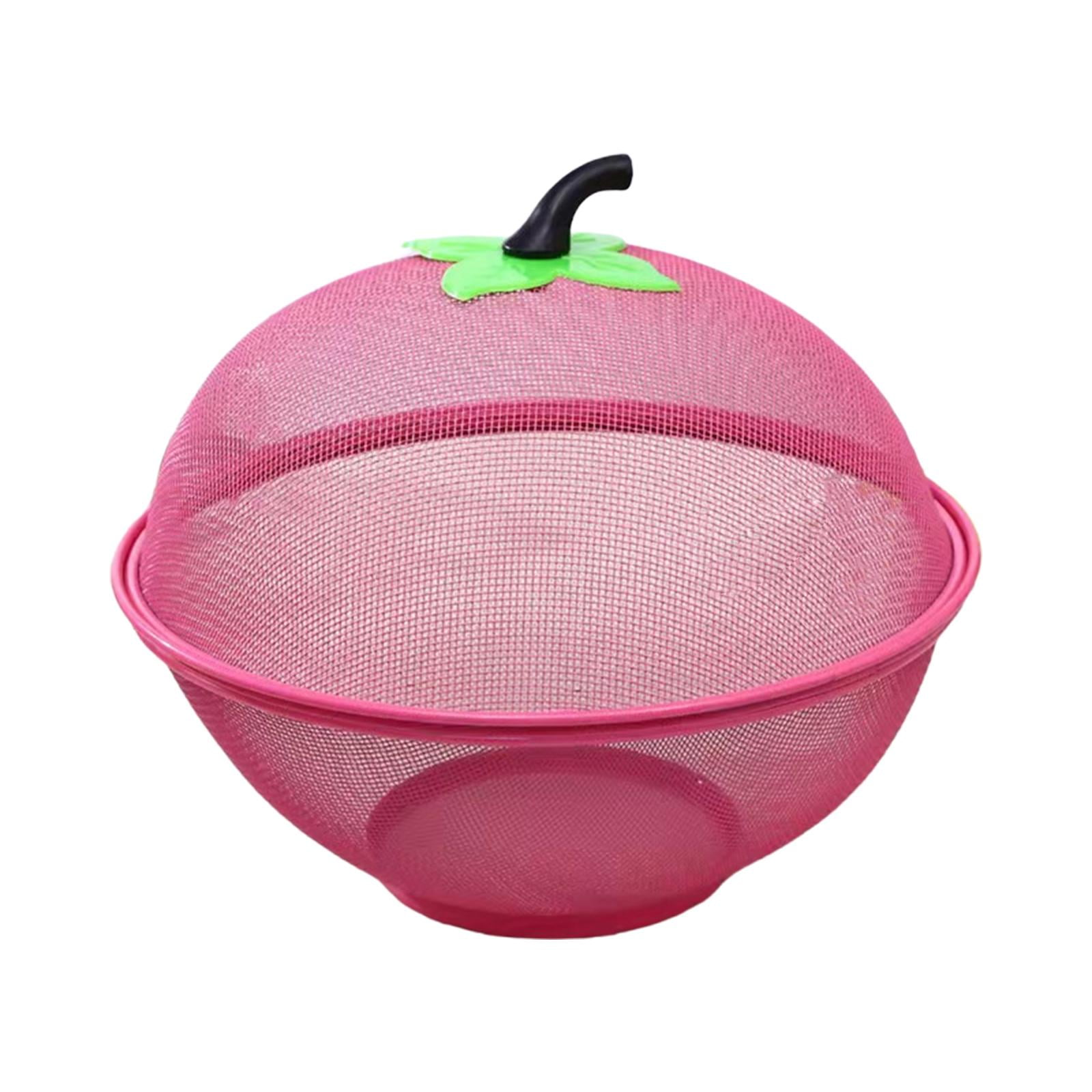 Mesh Fruit Basket with Lid, Covered Fruit Bowl Strainer, Serving Tray