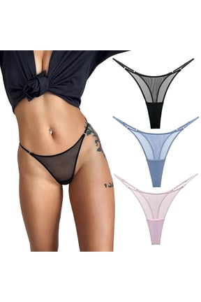 Mesh G-String Thongs for Women Low Waist Cheeky Underwear 3 Pack | Ultra Thin, See Through, Ladies T Back Panties, Stretch Cheeky Underwear, Skin Friendly, Invisible, for Daily Wear