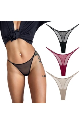 Mesh G-String Thongs for Women Low Waist Cheeky Underwear 3 Pack | Ultra Thin, See Through, Ladies T Back Panties, Stretch Cheeky Underwear, Skin Friendly, Invisible, for Daily Wear