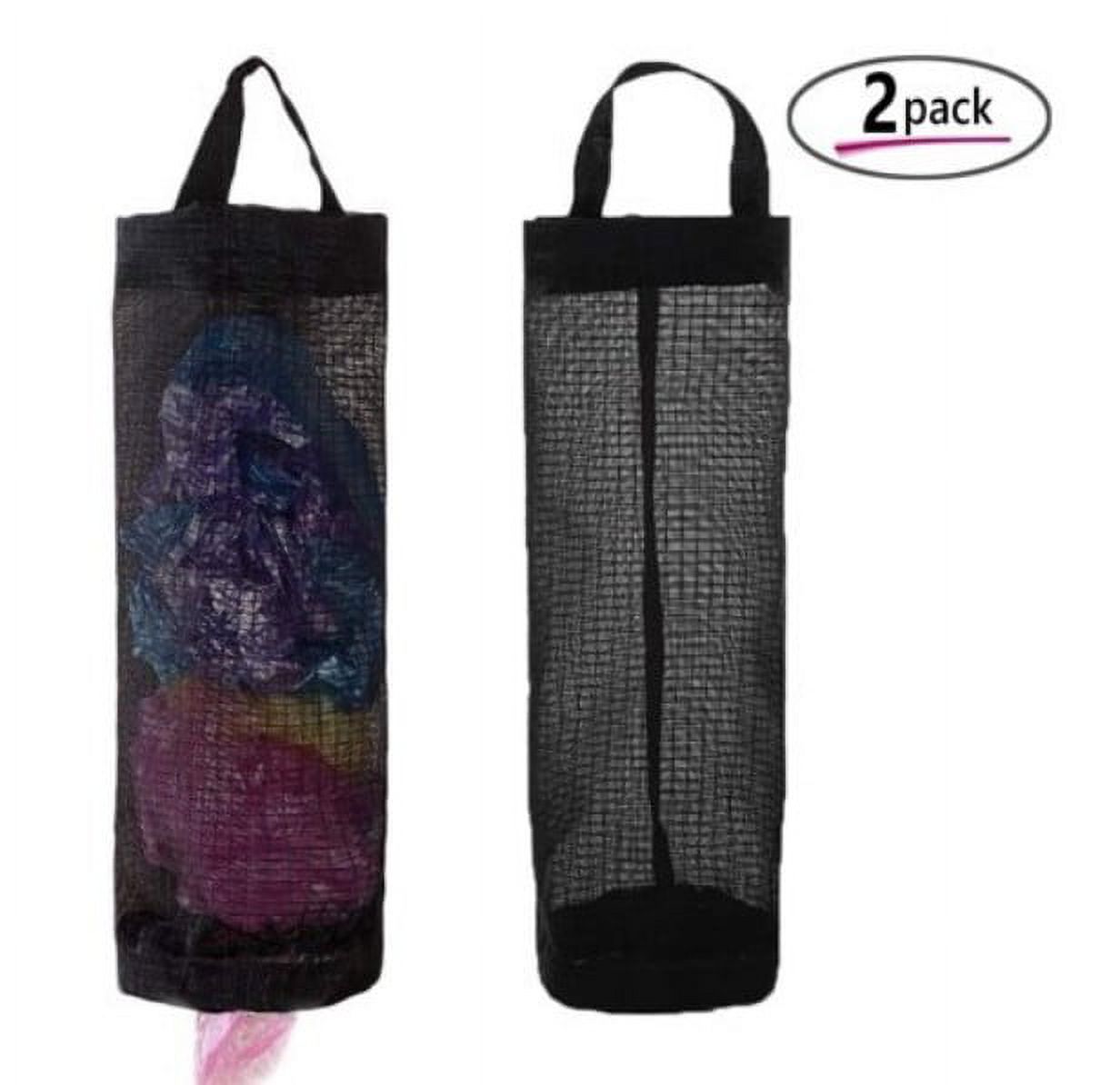 4-Pack Plastic Grocery Bag Holder Dispenser – Hanging Mesh Organizer For Kitchen, Black