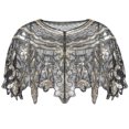 thumbnail image 1 of Mesh Gatsby Inspired Cardigan Beaded Top Cover Up Women's Shawl Capelet Shirt, 1 of 3