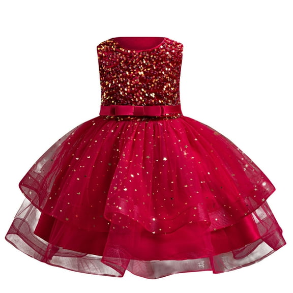 Mesh Gauze Dress Fluffy Summer Dresses Toddler Princess Dress Sleeveless Fashion Ball Gown for Little Girls Sparkly Sequin Birthday Prom Outfit Casual Party Tulle Sundress for Kid（3-9 Years）