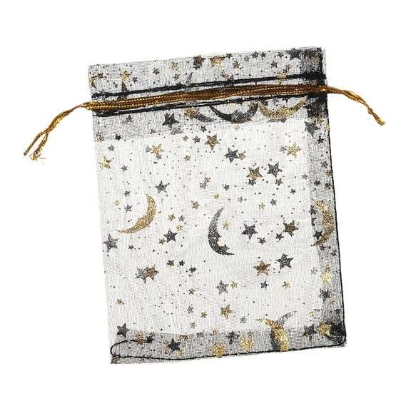Mesh Gift Bags Sachets Bags Jewelry Gift Bags Little Bags For Gifts Black Moon Star Printed Organza Bags Gift Baggies Jewelry Bags Drawstring