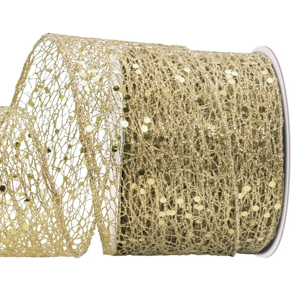 Mesh Glitter Wired Ribbon for Christmas Tree 1.5inch/2.5 Inch x 10 Yards Mesh Sparkling Wired Ribbon for Gift Wrapping Wreath Wedding Party Crafts