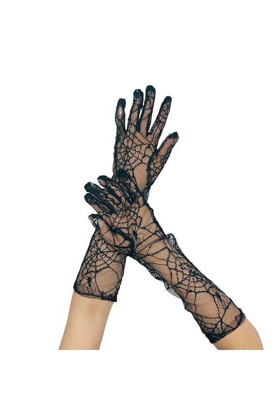 Mesh Gloves Long Gauze Glove Black Red White for Halloween Parties Themed Eventsand Weddings Long Gauze Gloves
