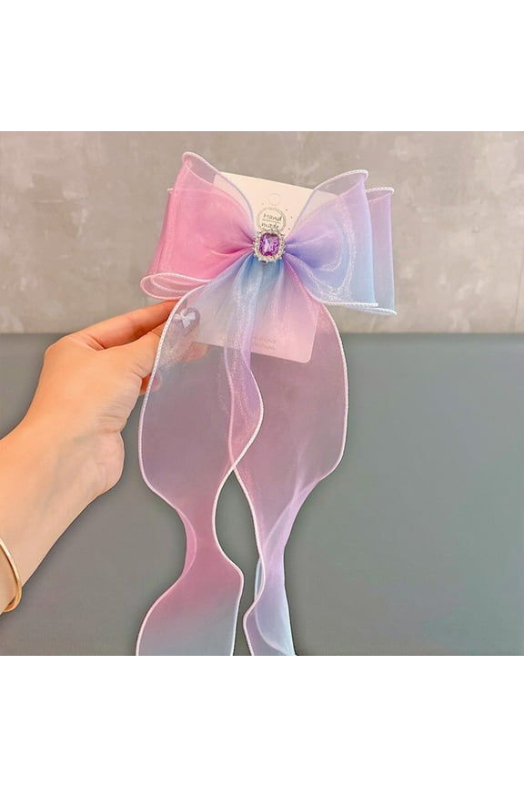Mesh Gradient Bow Hair Clip for Little Girls Children’s Hair Accessory with Ribbon Tassels Cute Mesh Bow Headband and Braided Hairpiece for Parties or Daily Wear Trending Picks Under Budget