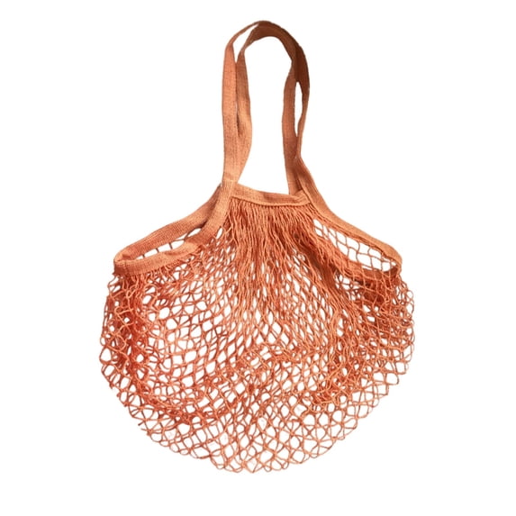 Mesh Grocery Bags 1 Pack, Reusable Cotton String Shopping Totes with Long Handles, Heavy Duty Holds 40lbs for Farmers Market, Produce, Fruit, Vegetable Storage & Beach (1pcs)