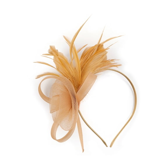 Mesh Hairband for Female 1920s Tulle Feathered Hairhoop Elegant Evening Dress Headband Party Accessory Cosplay Hairhoop