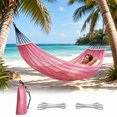 thumbnail image 1 of Mesh Hammock with Spreader Bar, Large 2 Person Hammock with Heavy Duty Straps & Carry Pouch, Comfortable Breathable Hammock for Outside Patio Yard Beach Camping, Max 450 Lbs Capacity, Pink, 1 of 5
