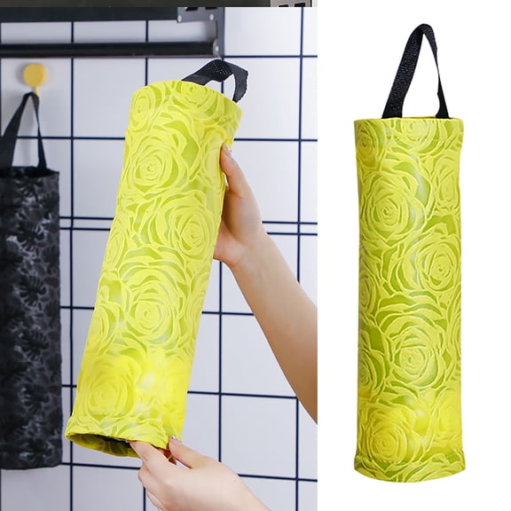 Mesh Hanging Bag Organizer for Kitchen & Home, Reusable Plastic Bag Holder with Elastic Bottom, Wall-Mount Storage for Trash, Grocery, and Small Items, 44x11cm Black