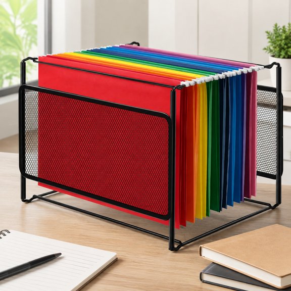 Mesh Hanging File Folder Organizer for Home Office, Black | Letter Size with Smooth Rails, Space-Saving File Holder