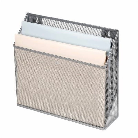 Mesh Hanging File Sorter with Keyholes Silver - Steel File Organizer & Holder, Hanging Storage Bin