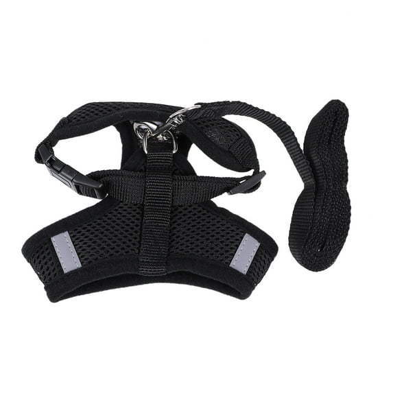 Mesh Harness with Vest Collars Chest Back Chest Strap Pet Supplies Breathable Adjustable Vest for Small Pets Puppies Cats Dogs (Size S Black)