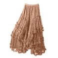 thumbnail image 1 of Mesh Heart Printed Skirt Women Elastic High Waist Skirt Elegant Tulle A Line Ruffle Party Skirt Long Summer Saia Feminina, 1 of 6