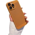 thumbnail image 1 of Mesh Heat Dissipation Phone Case with Lens Film, Frosted PC Case, Smooth Feeling, Drop and Shock Resistant for iPhone 15 14 13 12 11 Pro Max Plus XS XR 7 8 Phone Case (Brown,iPhone 15 Plus), 1 of 8