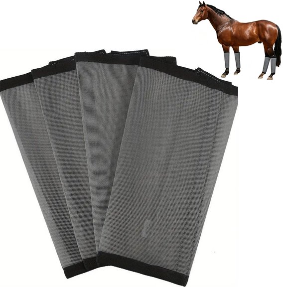 Mesh Horse Fly Leg Boots, Breathable Anti‑Insect Horse Leg Protective Boots for Horses, 4 Pcs Per Set for Equine Use
