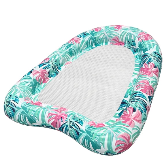 Mesh Inflatable Floating Bed, Tropical Floral Large Water Hammock Pool Lounger, Portable Summer Beach and Lake Float for Ultimate Relaxation C