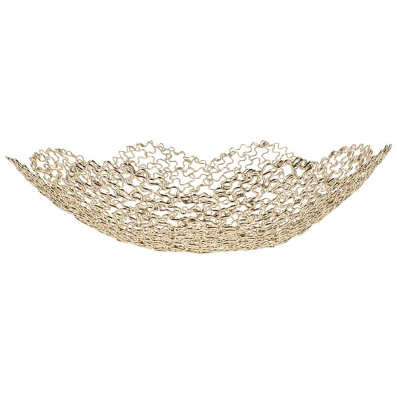 Mesh Iron Fruit Plate Decorative Bowl Fruits Tray Candy Office Golden