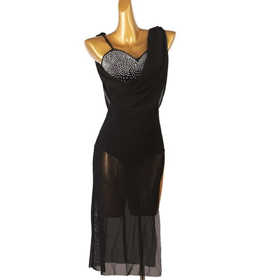 Mesh Latin Performance Dress Ballroom Dance Costume For Cha Cha, Rumba, Samba Professional Competition Skirt