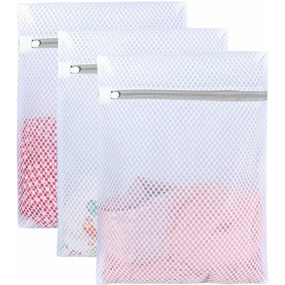 Mesh Laundry Bag - 3 Pack Durable and Reusable Wash Bag Travel Organization Bag for Garment, Bath Towels, Bed Sheet (16Inch x 12Inch)