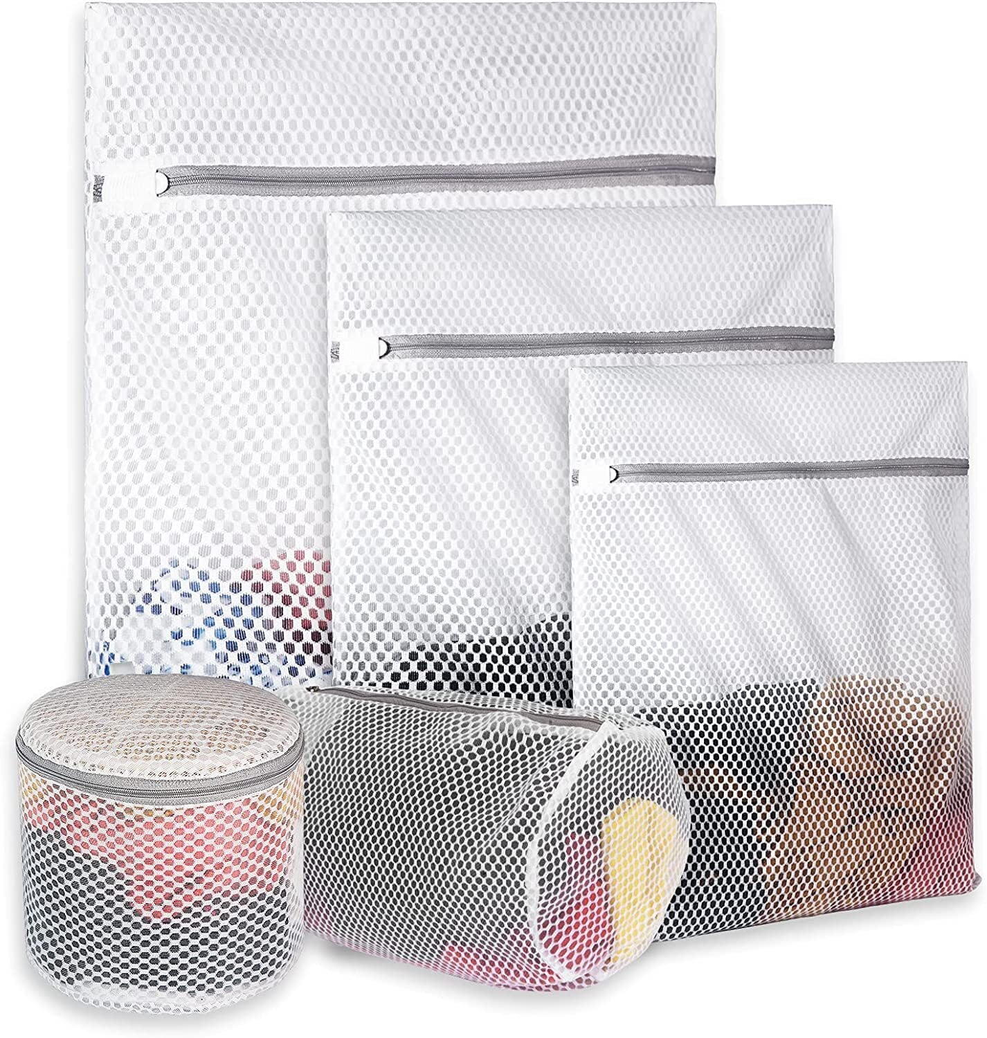 Organic Cotton Mesh Laundry Bags For Delicates - Set Of 3, Drawstring, Extra Large